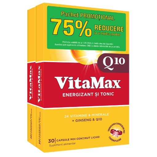 Poza cu Vitamax Q10 - 30 capsule (pachet promo 1+1 la 75% reducere)